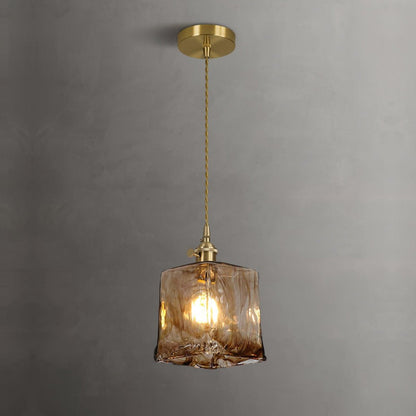 Nyxalis Vintage Brass Glass Pendant Light