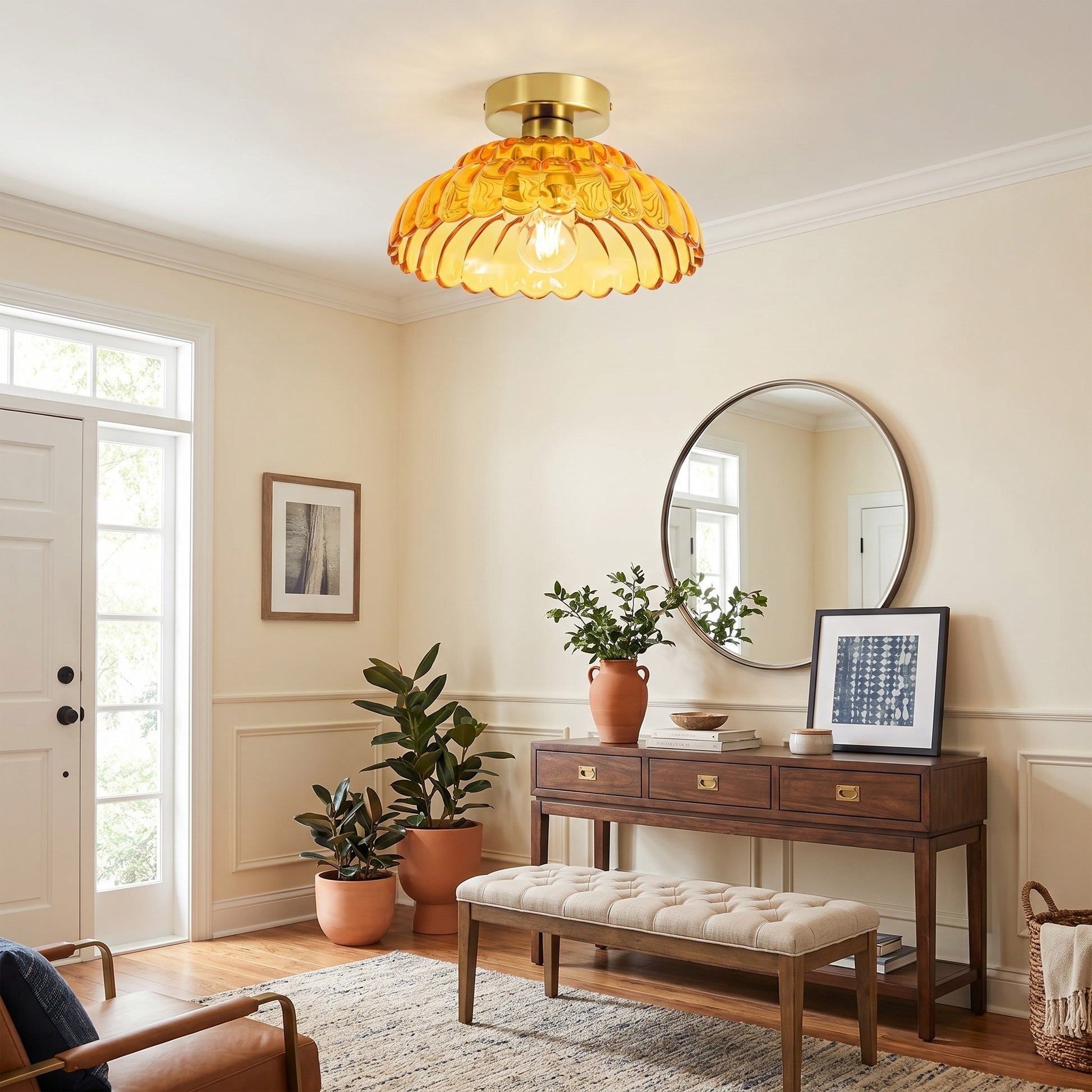 Fyxar Clear Glass Scalloped Flush Mount Light