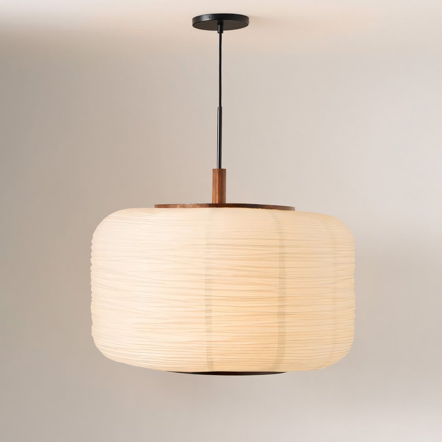 Drath Wabi Sabi Ribbed Paper Lantern Pendant Light