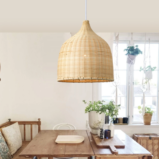 Galatea Boho Bell Shaped Rattan Chandelier