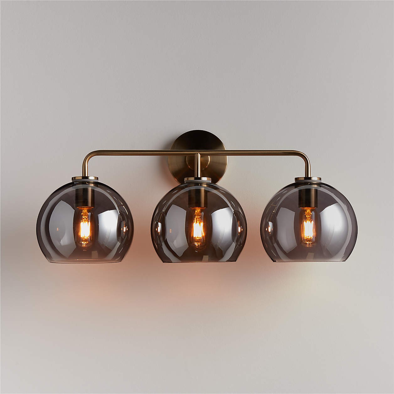 Konig Minimalist 3-Light Round Shade Brass Glass Wall Light