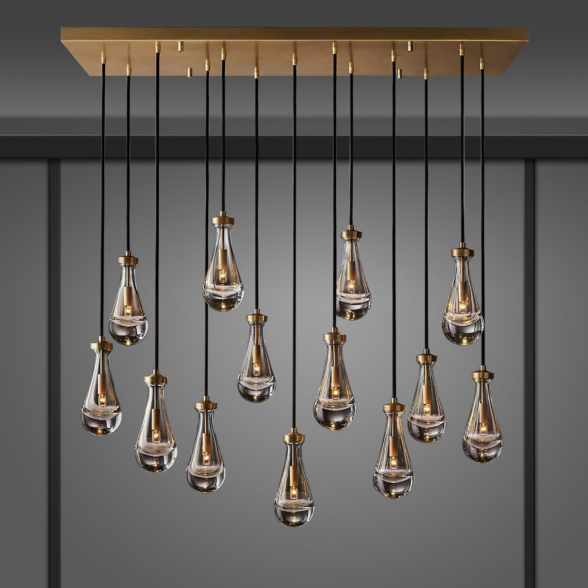 Peregrine Modern All-copper Crystal Raindrop Linear Chandelier