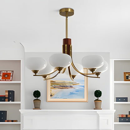 Juino Wood Farmhouse Milk Ball Sputnik Chandelier