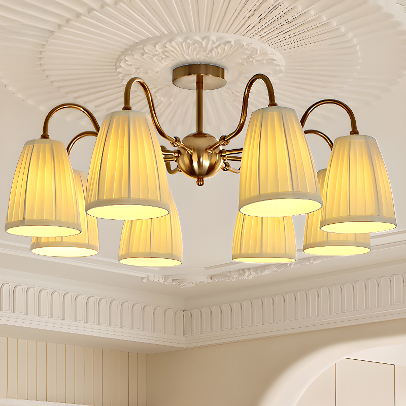 Cadmus Gold Textile Lamp Shade Semi Flush Mount Lighting