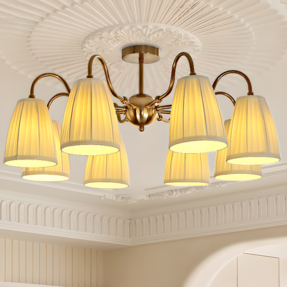 Cadmus Gold Textile Lamp Shade Semi Flush Mount Lighting