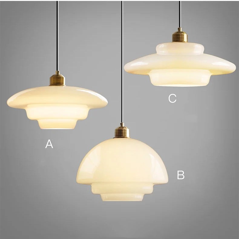 Ritika Vintage Art Cream Multi-Shape Glass Pendant Light