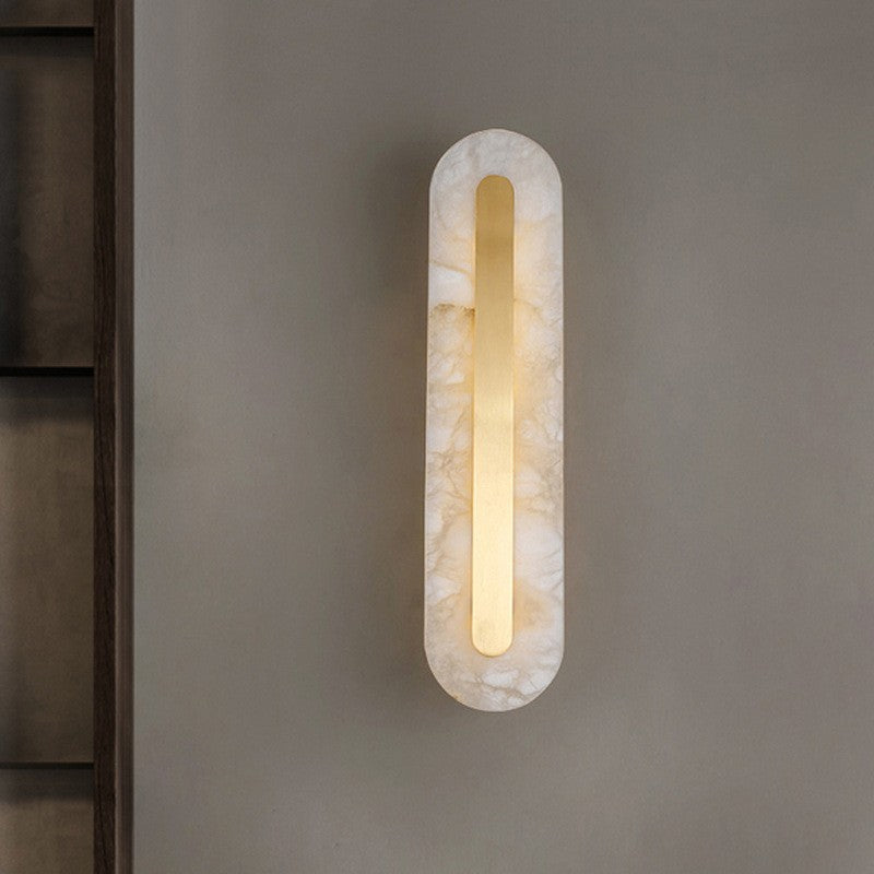 Ozeki Minimalist Brass And Genuine Alabaster Sconce