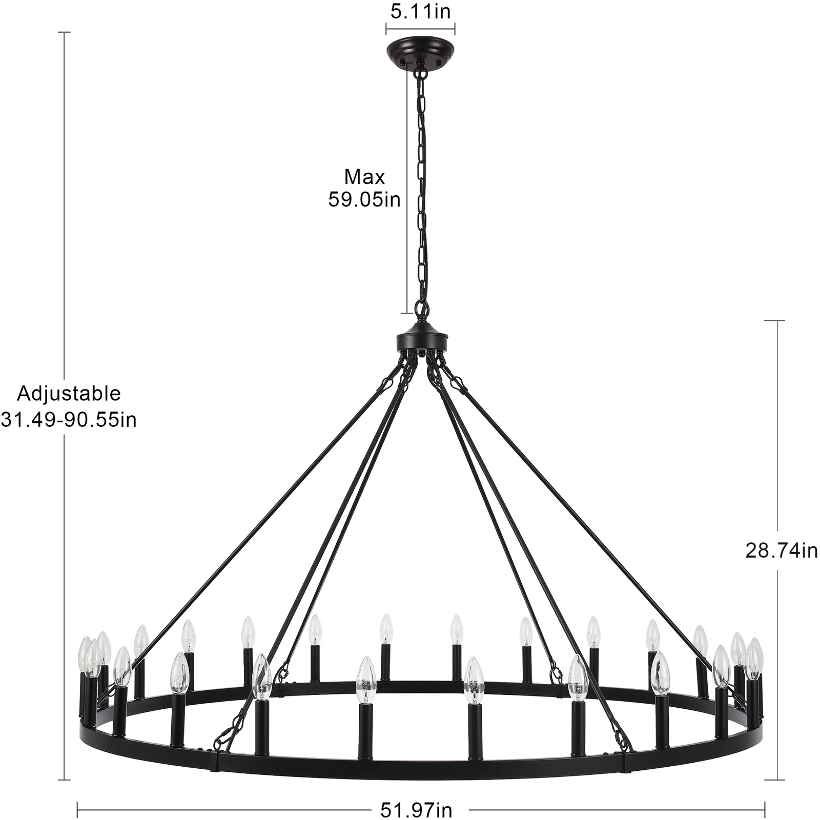 Raeth Farmhouse 24 Lights Wagon Wheel Candle Style Chandelier