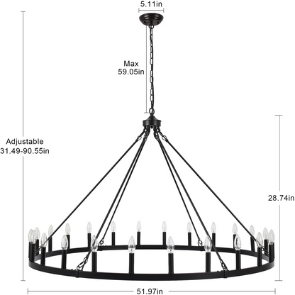 Raeth Farmhouse 24 Lights Wagon Wheel Candle Style Chandelier