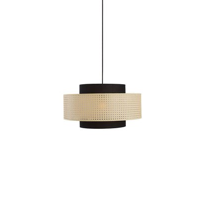 Nivara Rattan Linen Double Drum Pendant Light