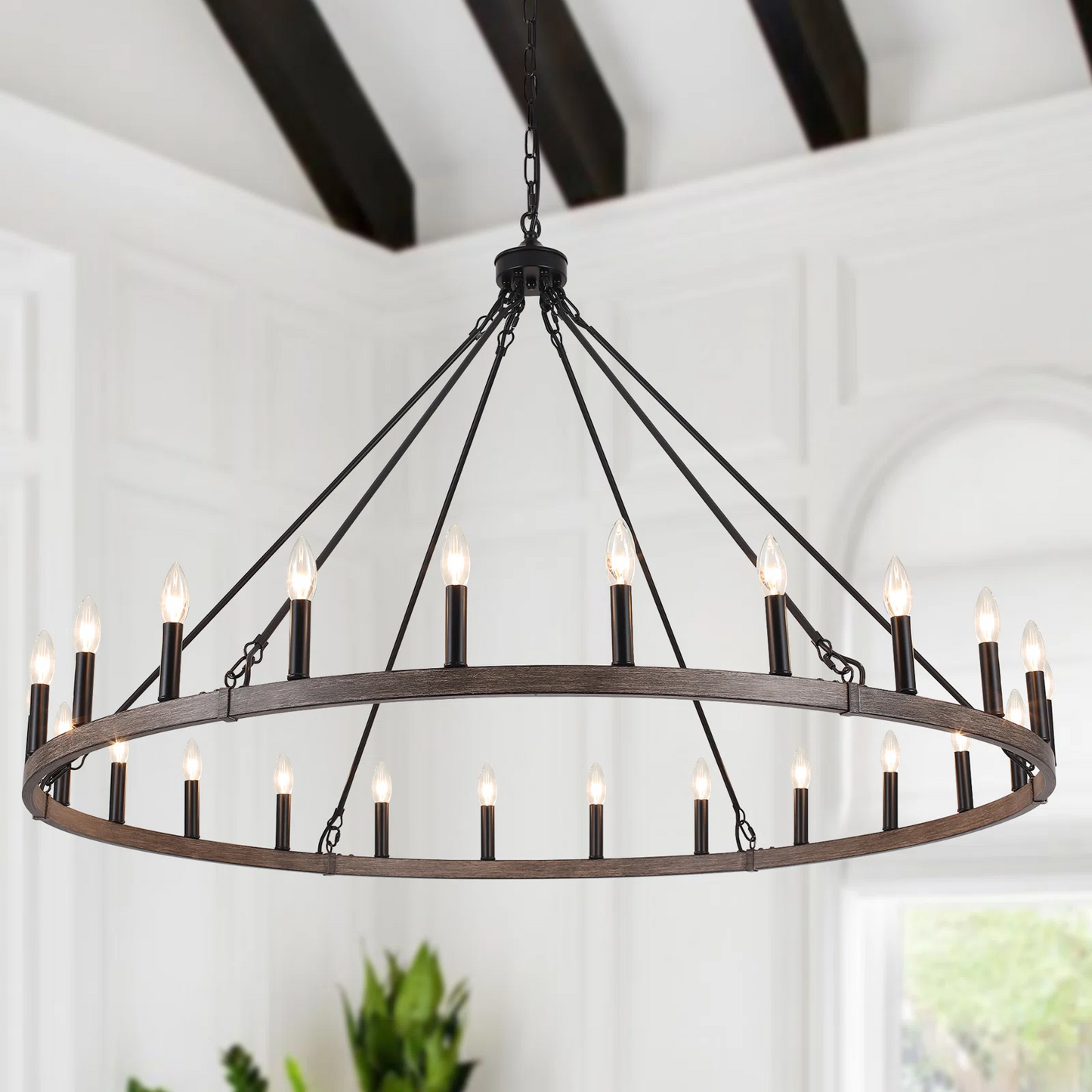 Raeth Farmhouse 24 Lights Wagon Wheel Candle Style Chandelier