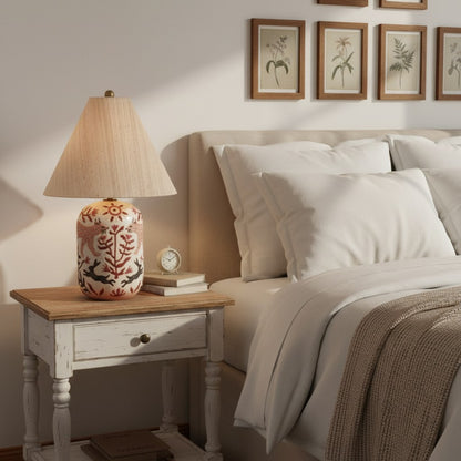 Thalira Vintage Ceramic Linen Table Lamp
