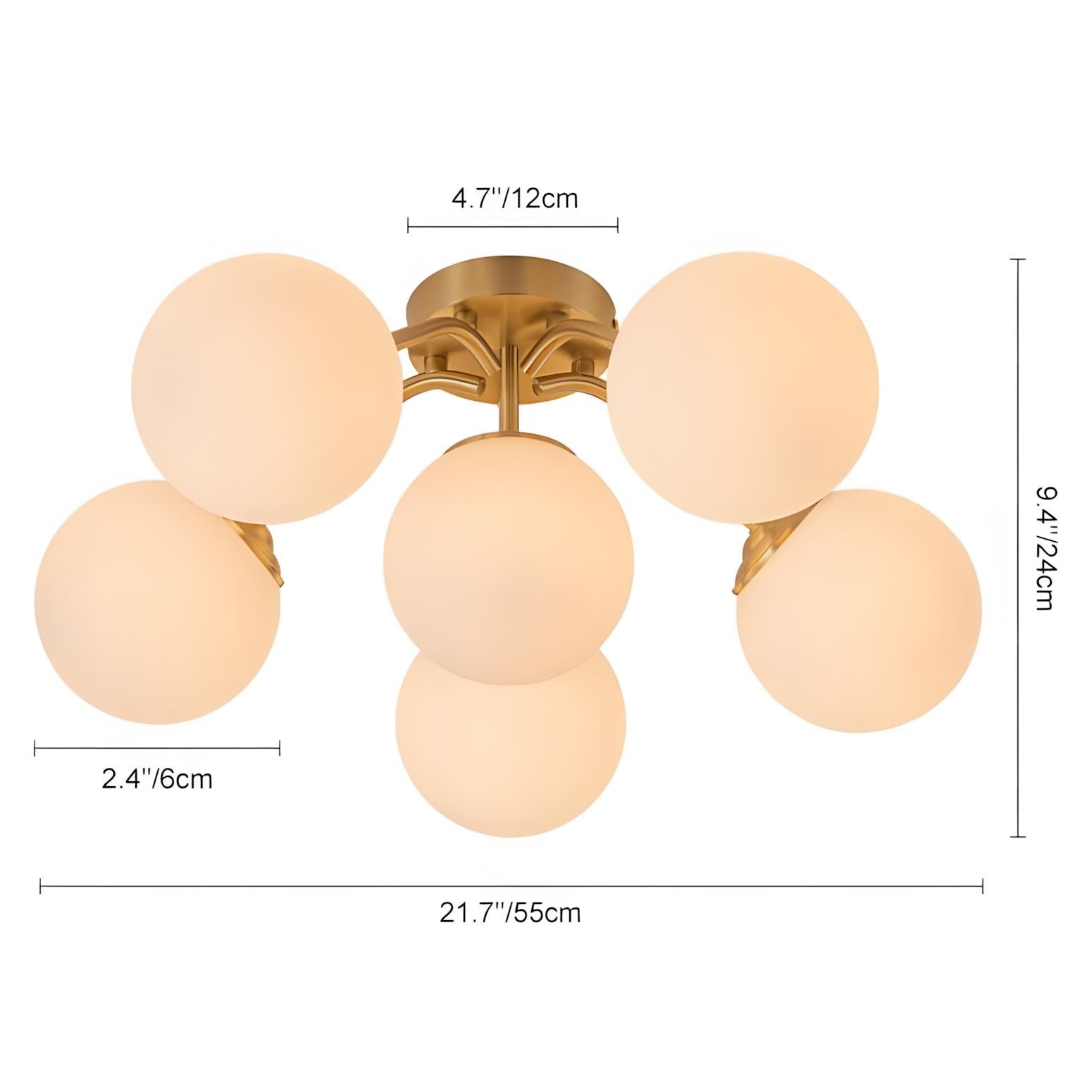 Anwen Mid Century Glass Brass Sputnik Bubble Chandelier