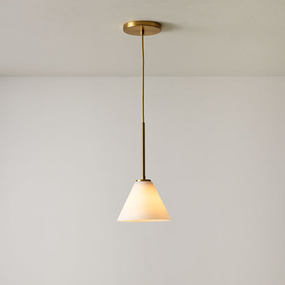 Nori Minimalist Brass Glass Cone Pendant Light