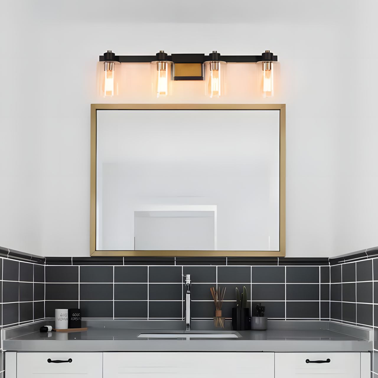 Dyril Modern Matte Black Cylinder Glass Sconce