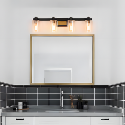 Dyril Modern Matte Black Cylinder Glass Sconce
