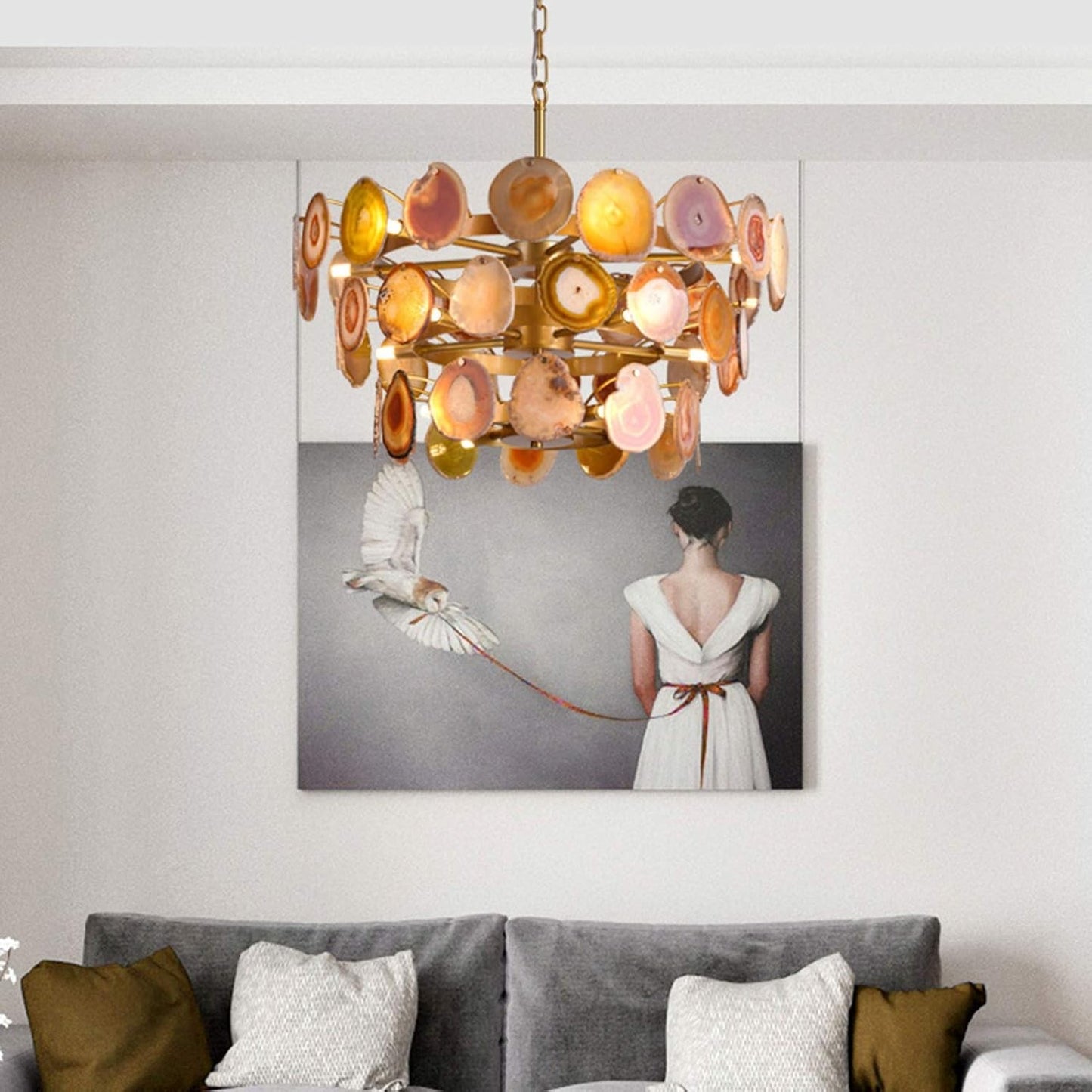 Gideon Slice Agate Tower Chandelier