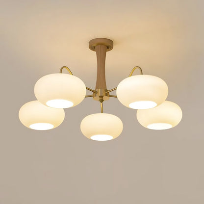 Obsidian Modern Bubble Brass Glass Persimmon Chandelier