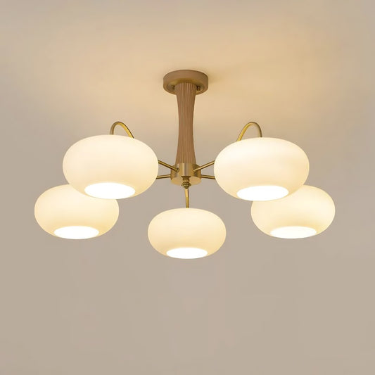 Obsidian Modern Bubble Brass Glass Persimmon Chandelier