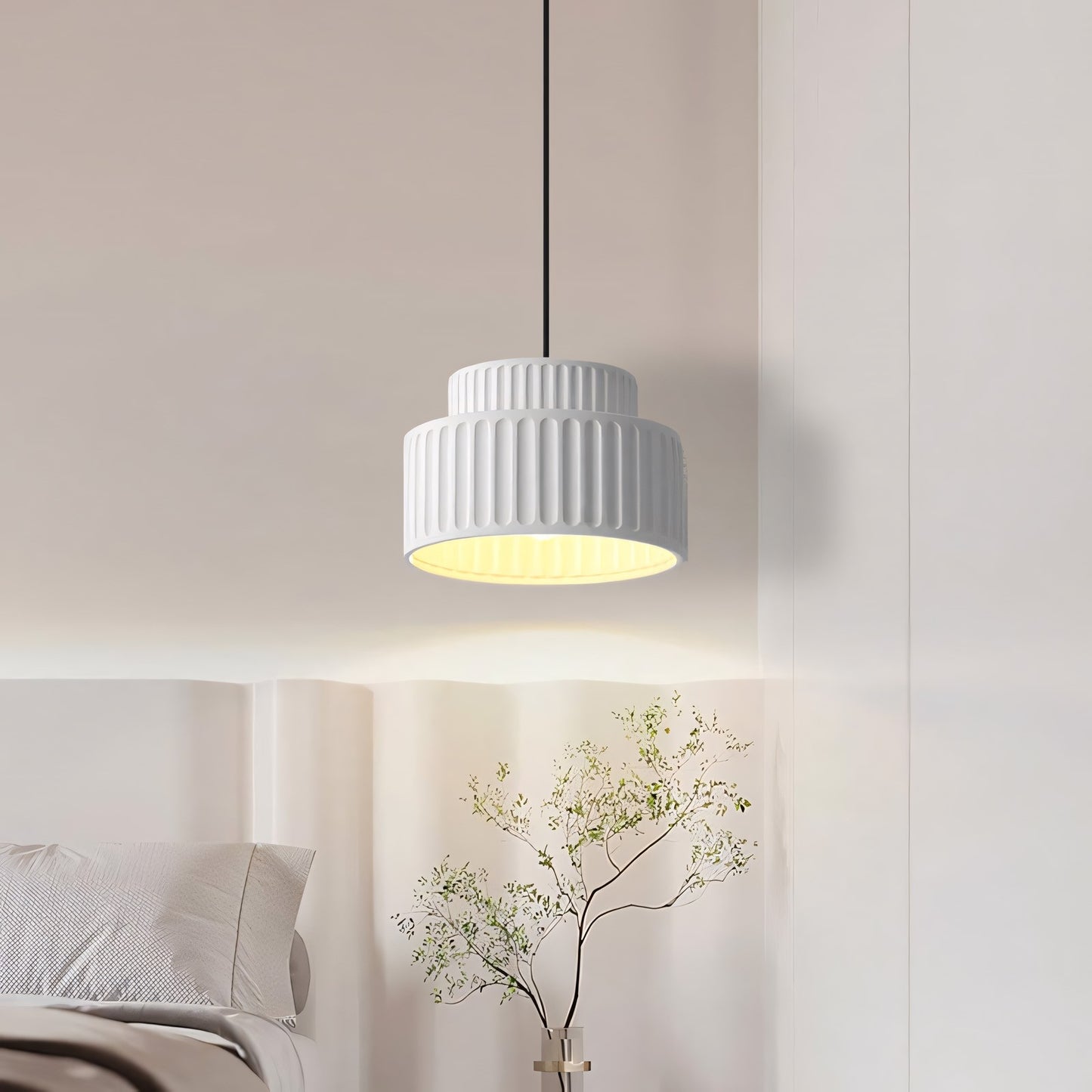 Draxithor Wabi Sabi Fluted Resin Cream Pendant Light