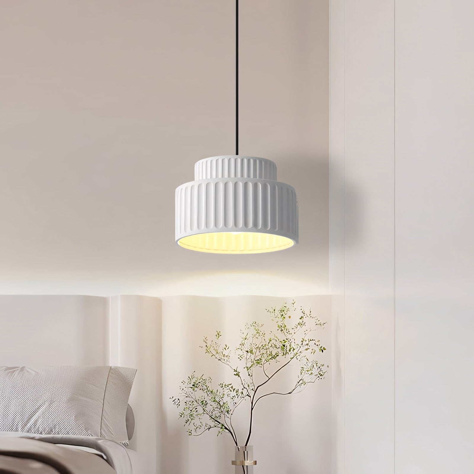 Draxithor Wabi Sabi Fluted Resin Cream Pendant Light