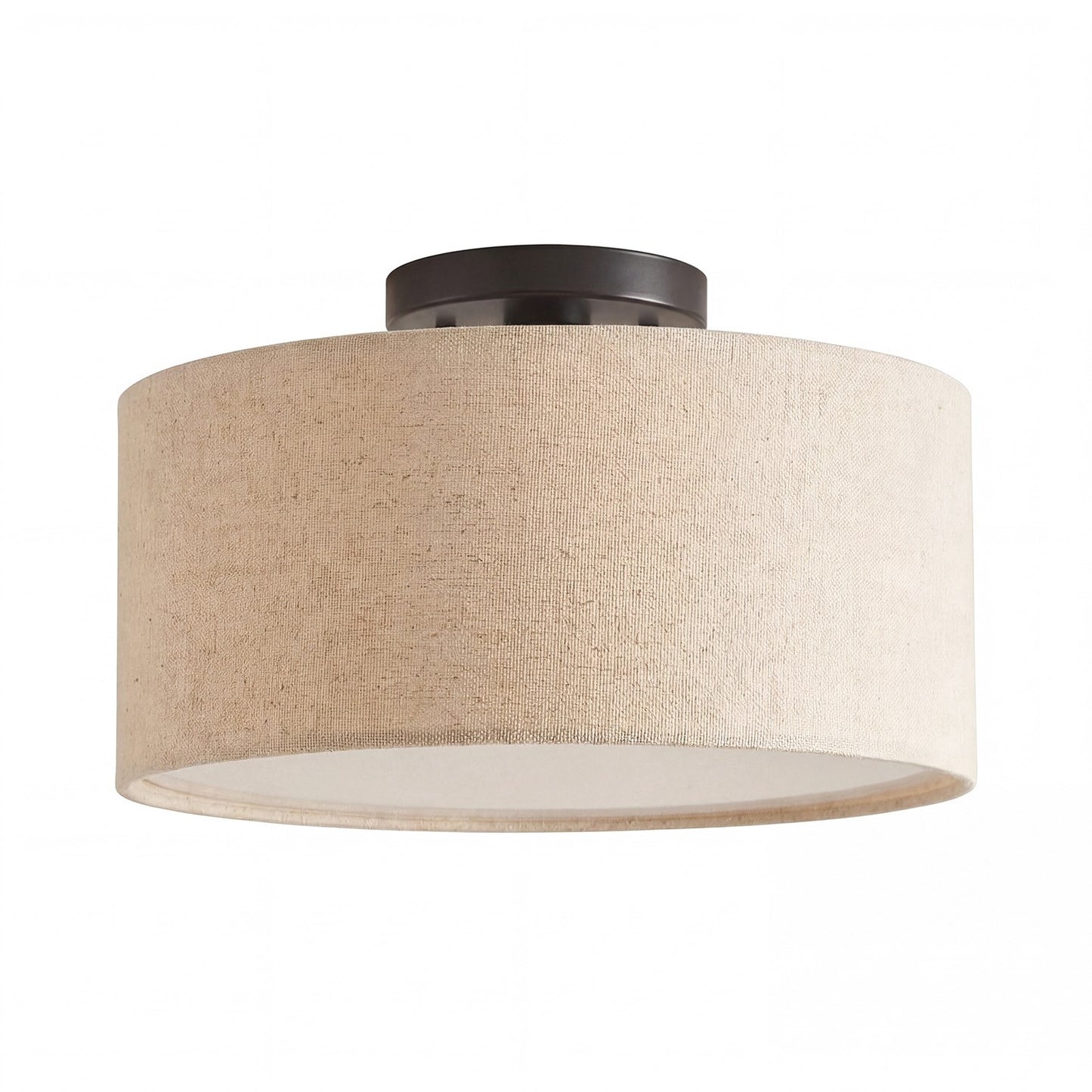 Joram White Linen Drum Ceiling Light