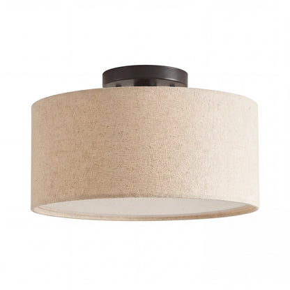 Joram White Linen Drum Ceiling Light