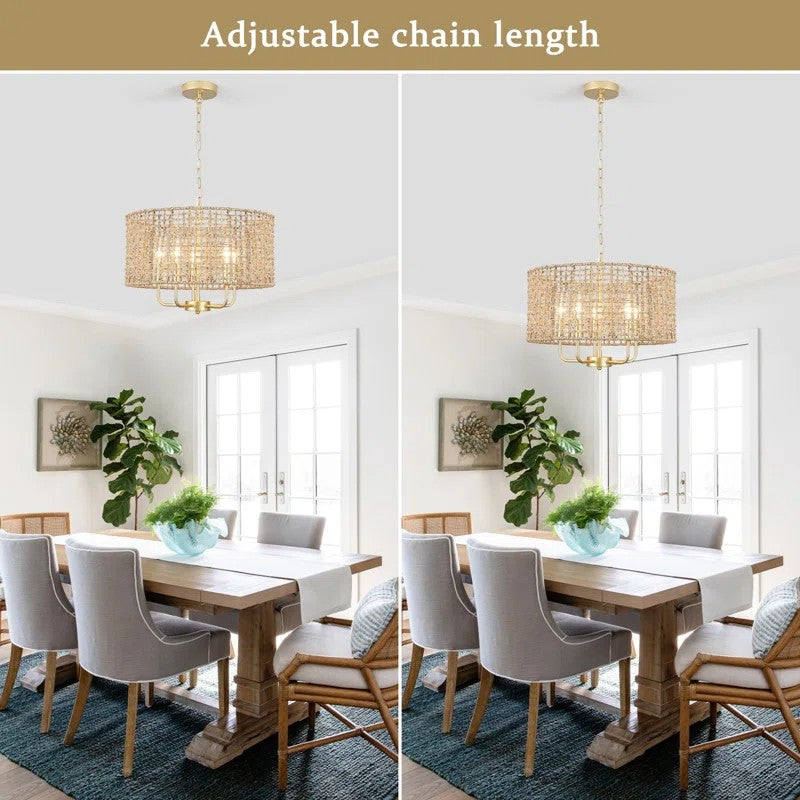 Arlo Bohemian 5 Light Natural Rattan Drum Chandelier