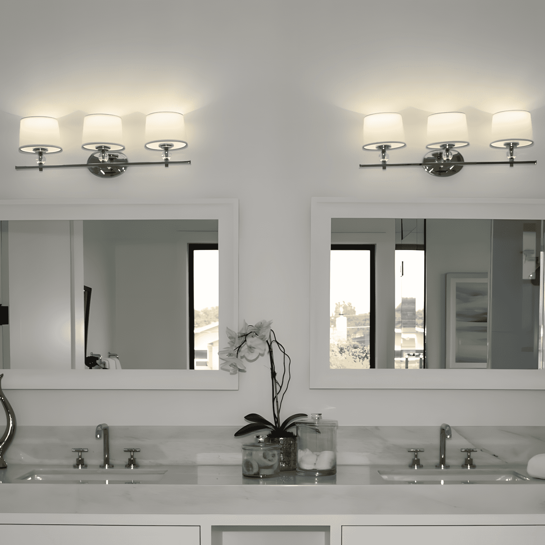 Remi Rustic 3-Light White Fabric Sconce