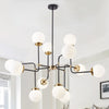 Ava Creative 12 Lights Globe Milk Glass Linear Chandelier