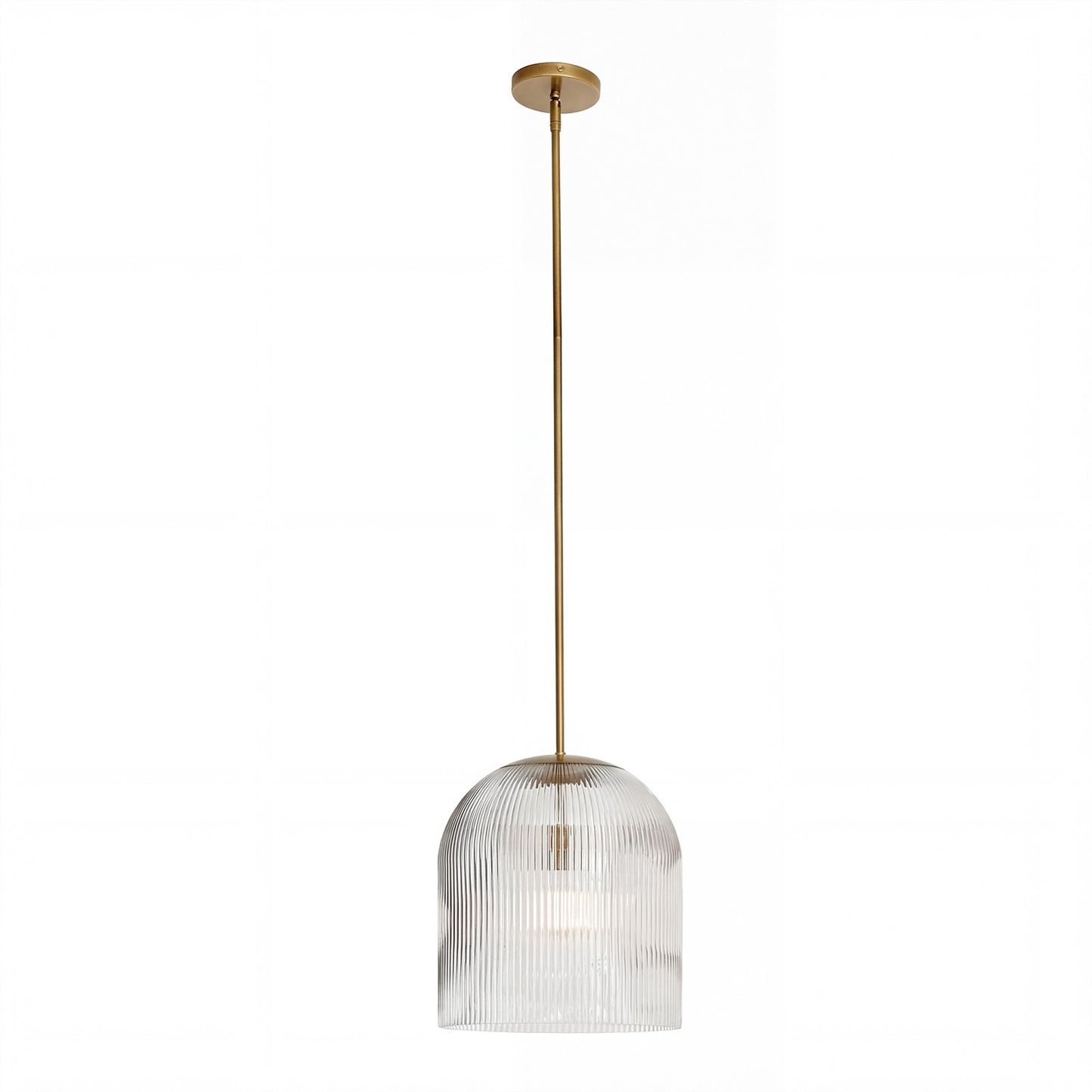 Alain Farmhouse Cooper Ribbed Glass Pendant Light