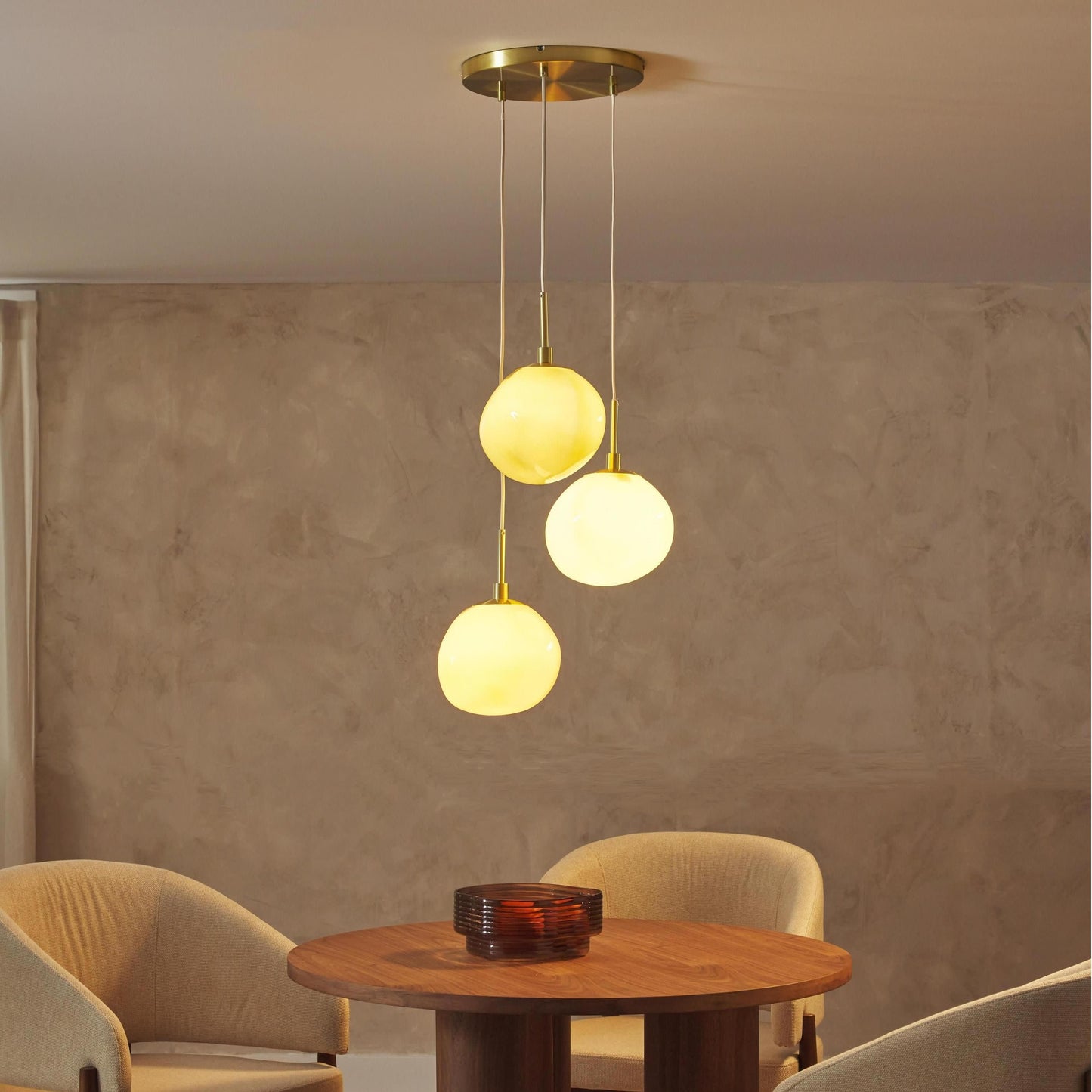 Baya Natural Three-Color Opal Glass Cluster Pendant Light