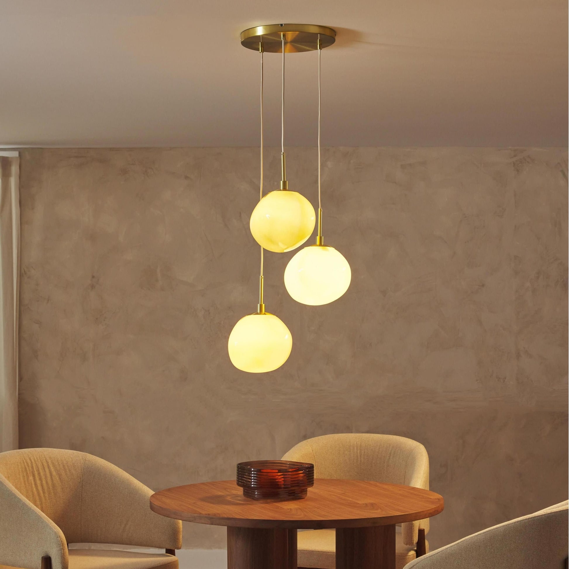 Baya Natural Three-Color Opal Glass Cluster Pendant Light