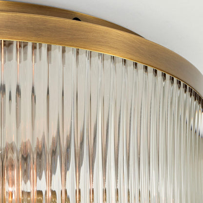Sylan Farmhouse Round Ribbed Glass Flush Mount Ceiling Light