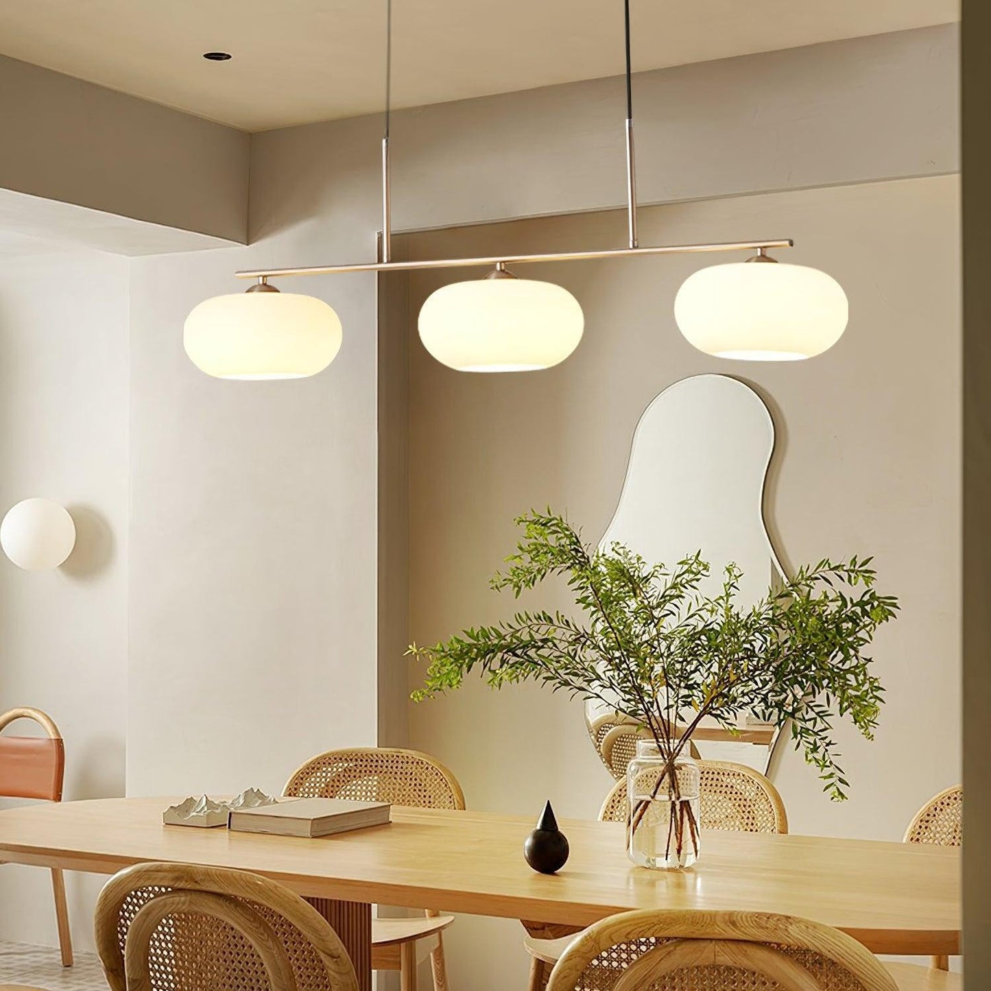 Wrythe 3-Light Milk Glass Linear Pendant Light