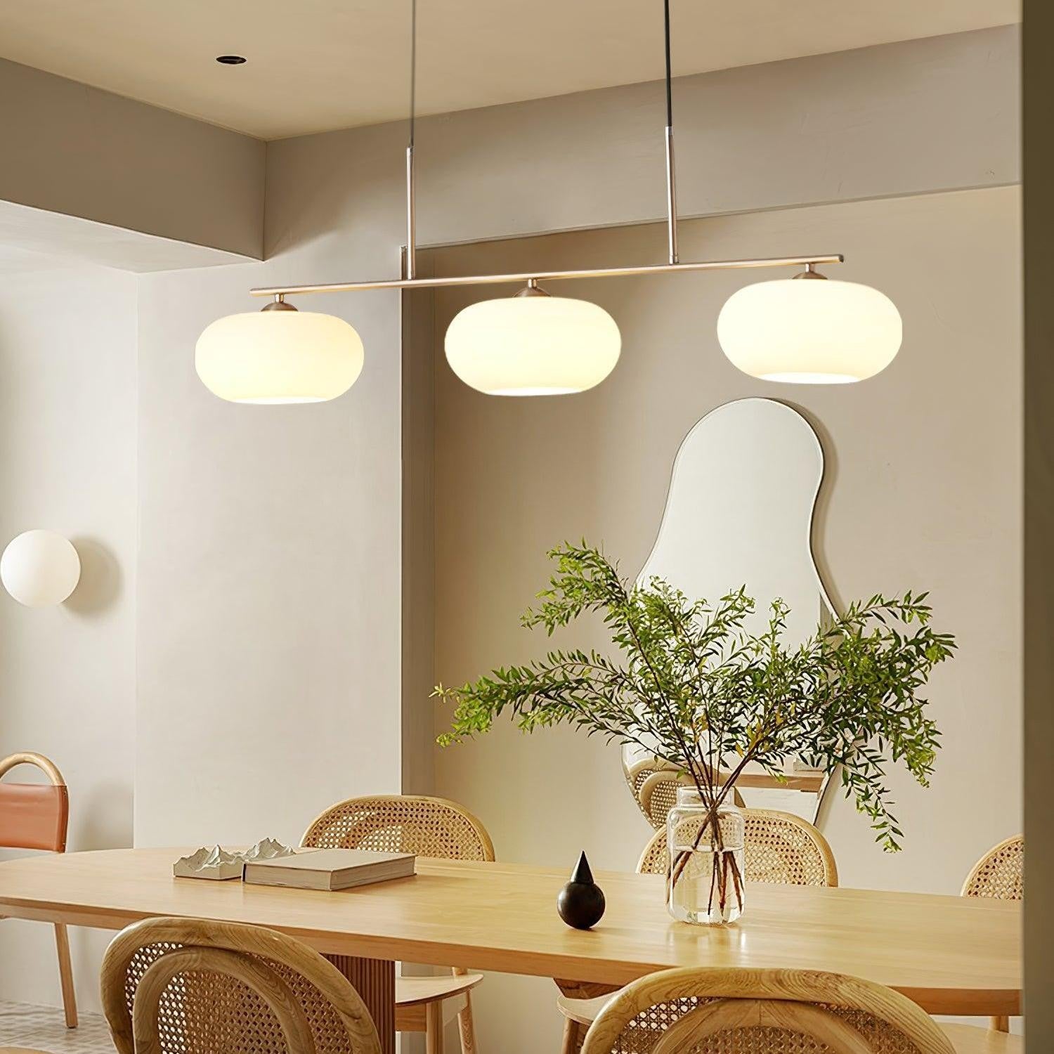 Wrythe 3-Light Milk Glass Linear Pendant Light