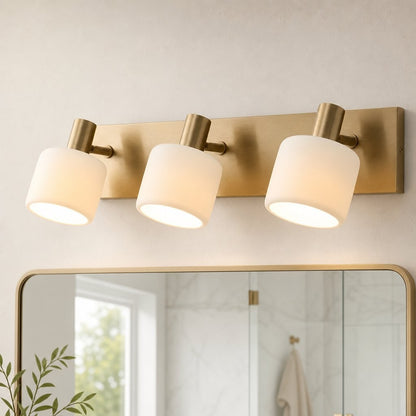 Aura Modern Brass Cylinder Porcelain Wall Sconce