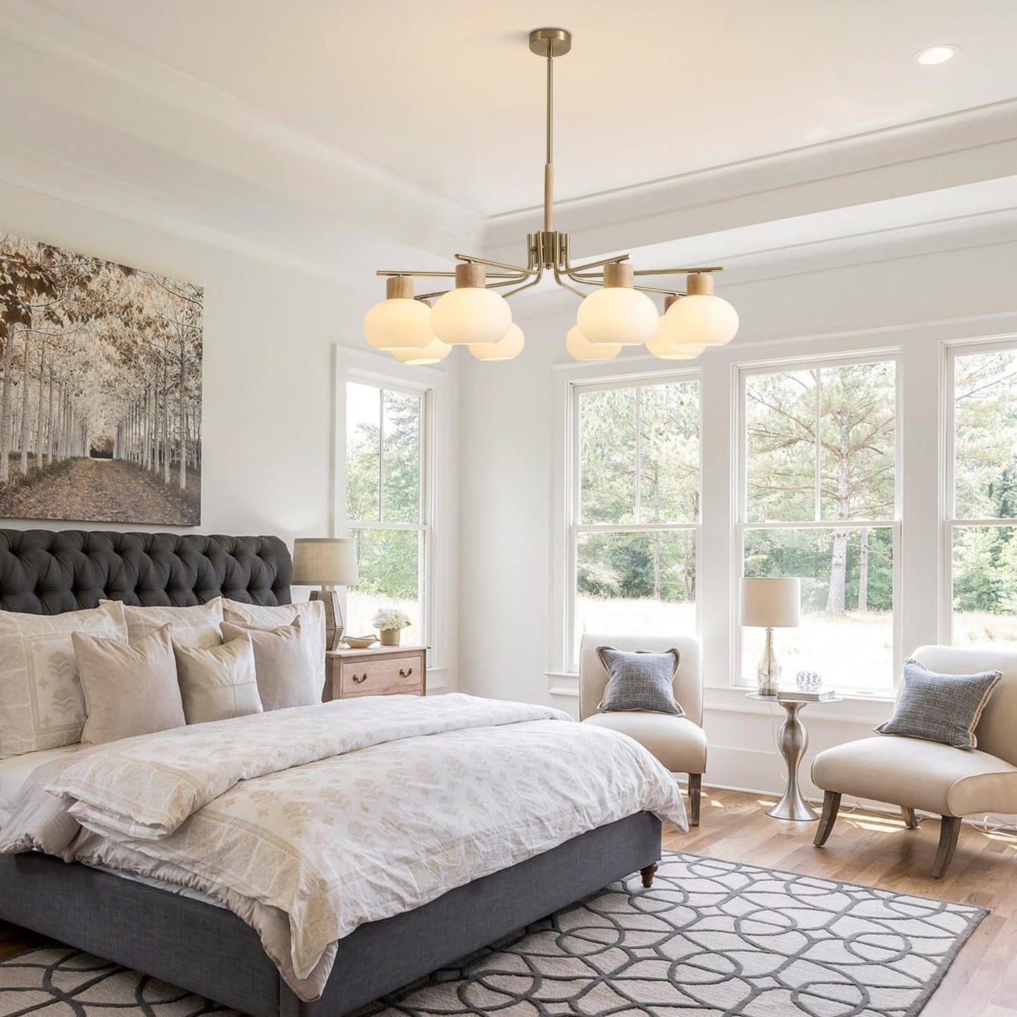 Jesper Gold Modern Frosted Glass Chandelier