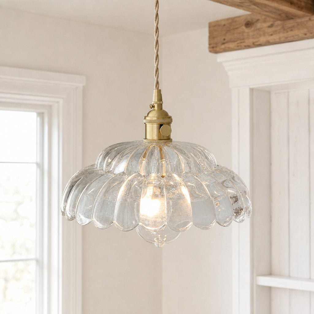 Worlanth Mid Century Clear Glass Flower Pendant Light