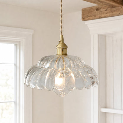 Worlanth Mid Century Clear Glass Flower Pendant Light