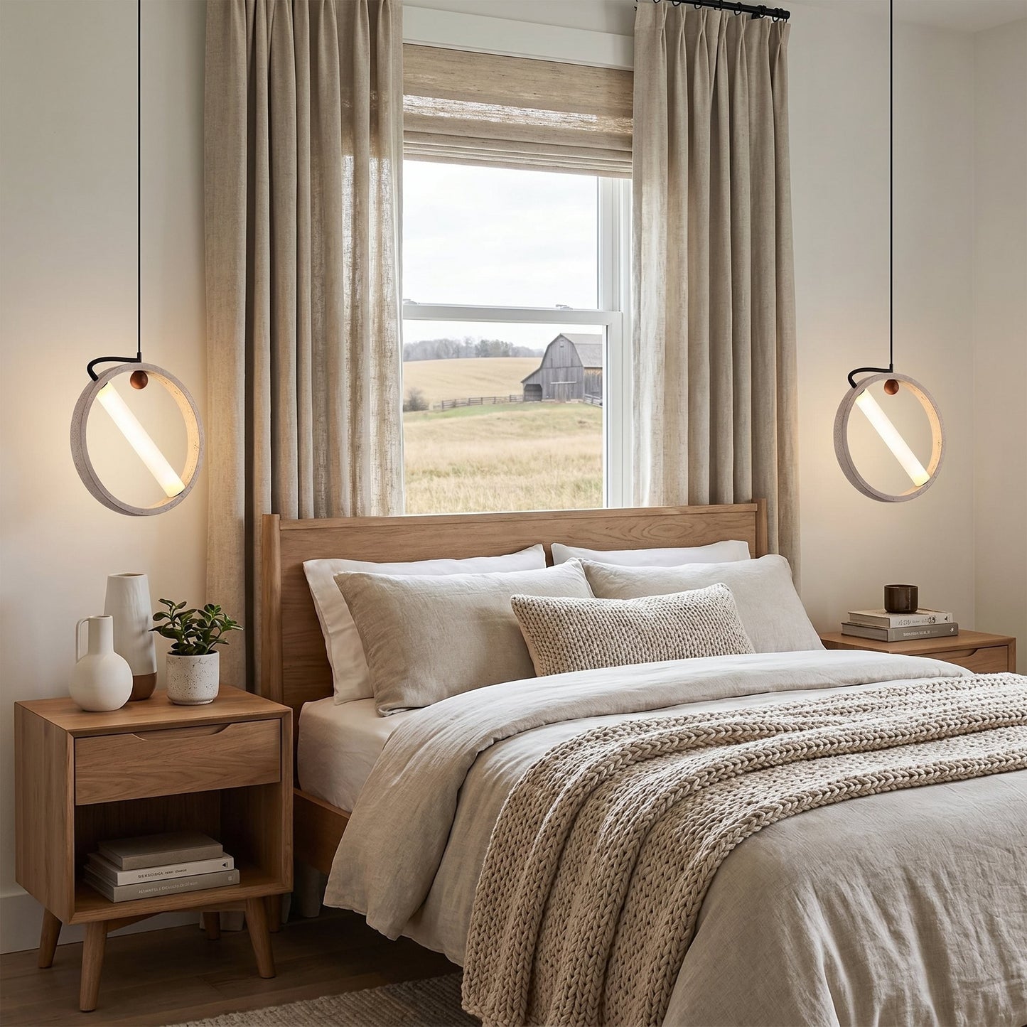 Conlan Japanese Travertine Circular Pendant Light