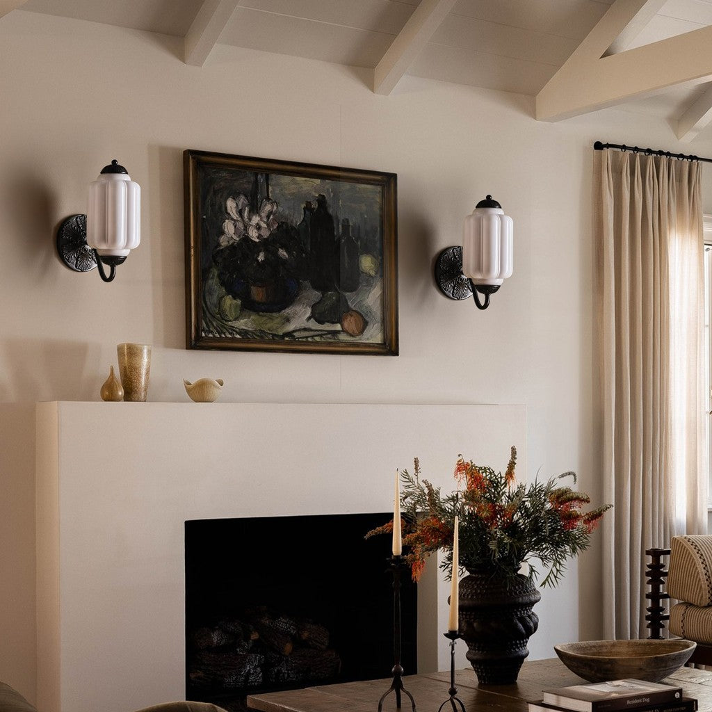 Vintage Elegant Milk Glass Eloise Wall Sconce - Retro Accent Lighting for Bathroom\Bedroom\Hallway