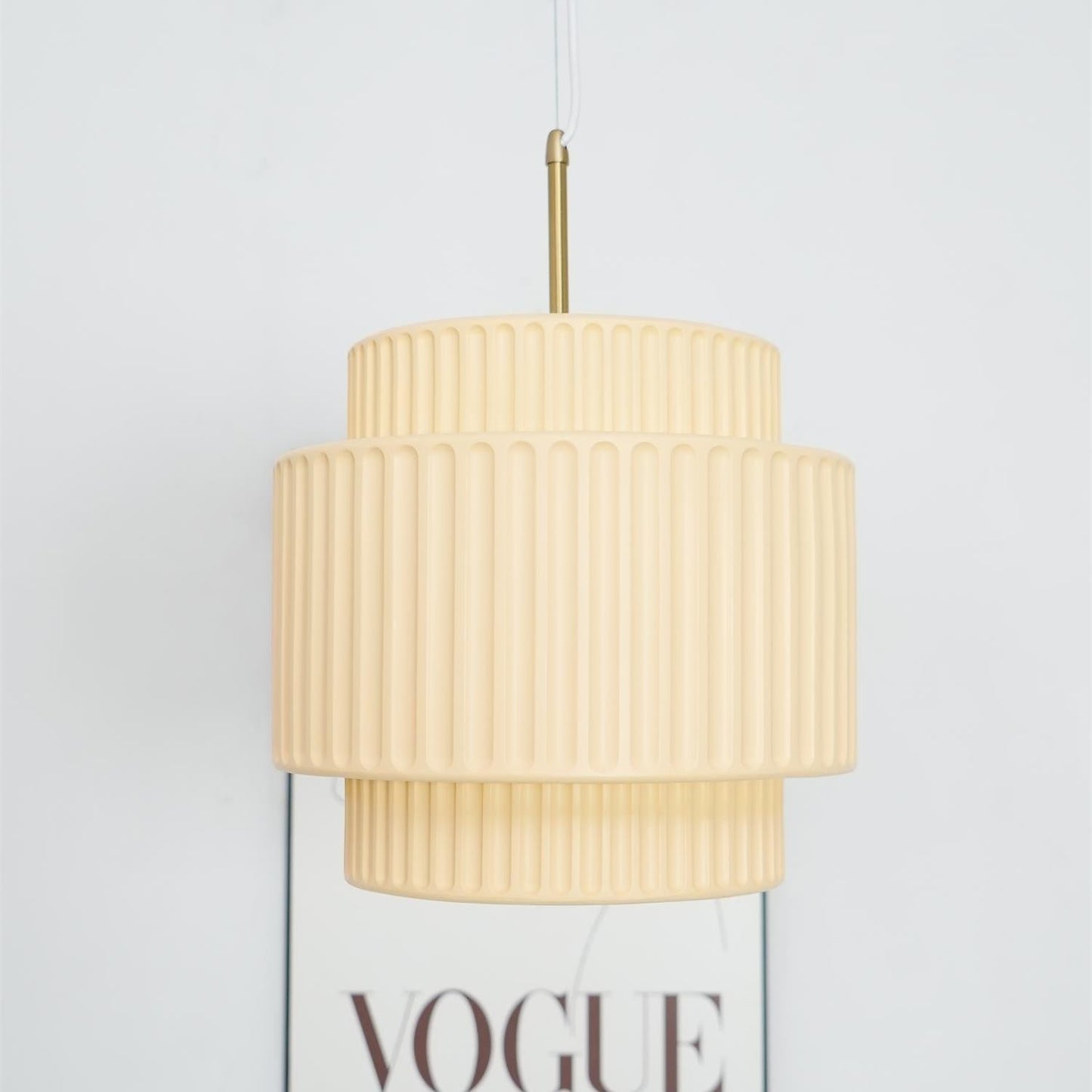Brisby Striped Frosted Fluted Ceramic Pendant Light