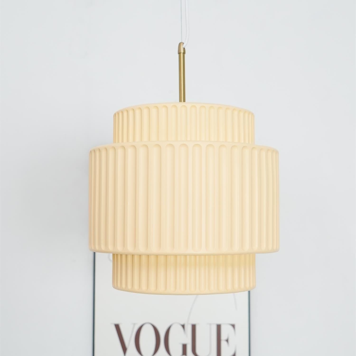 Brisby Striped Frosted Fluted Ceramic Pendant Light