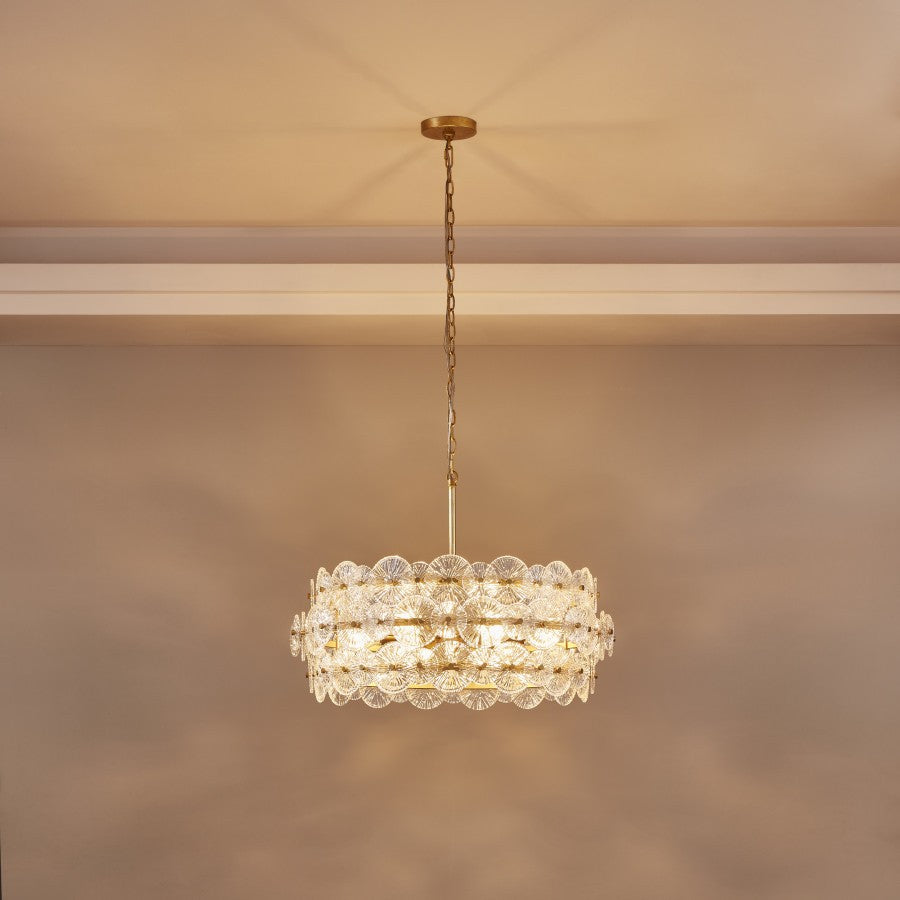 AuroraLux Gold-leaf Round Glass Chandelier
