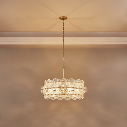 AuroraLux Gold-leaf Round Glass Chandelier
