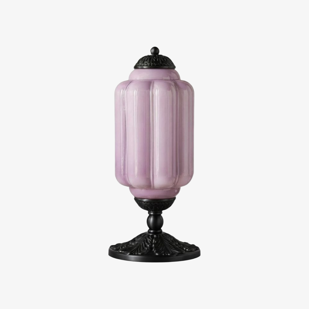 Nexos French Retro Cream Glass Textured Eloise Table Lamp