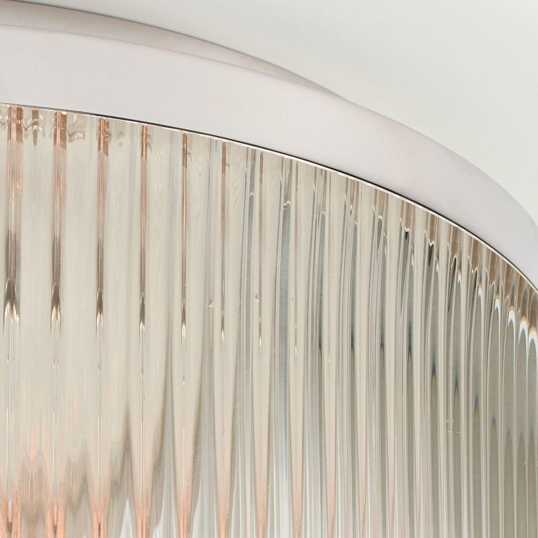 Sylan Farmhouse Round Ribbed Glass Flush Mount Ceiling Light