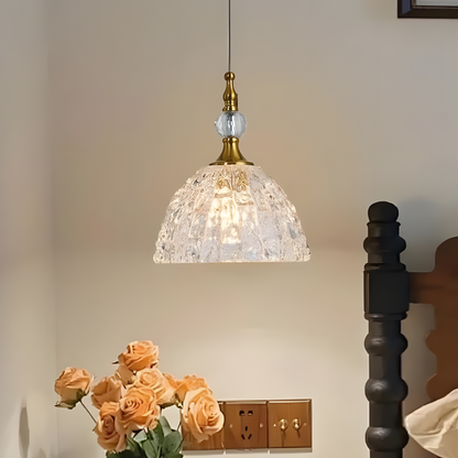Jorvald Vintage Crystal Dome Brass Pendant Light