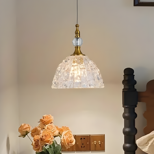 Jorvald Vintage Crystal Dome Brass Pendant Light